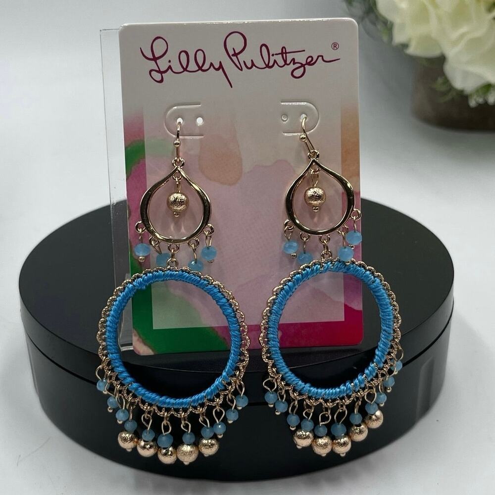 Lilly Pulitzer Beachcomber Blue Turquoise Chandelier‎ Dangle Boho 
Earrings New